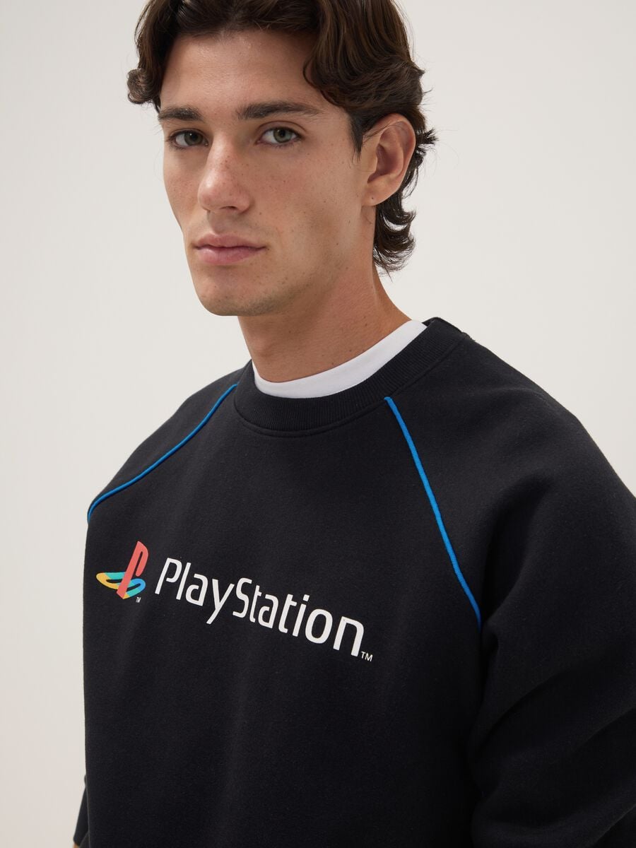 Felpa nera in misto cotone con stampa PlayStation_2