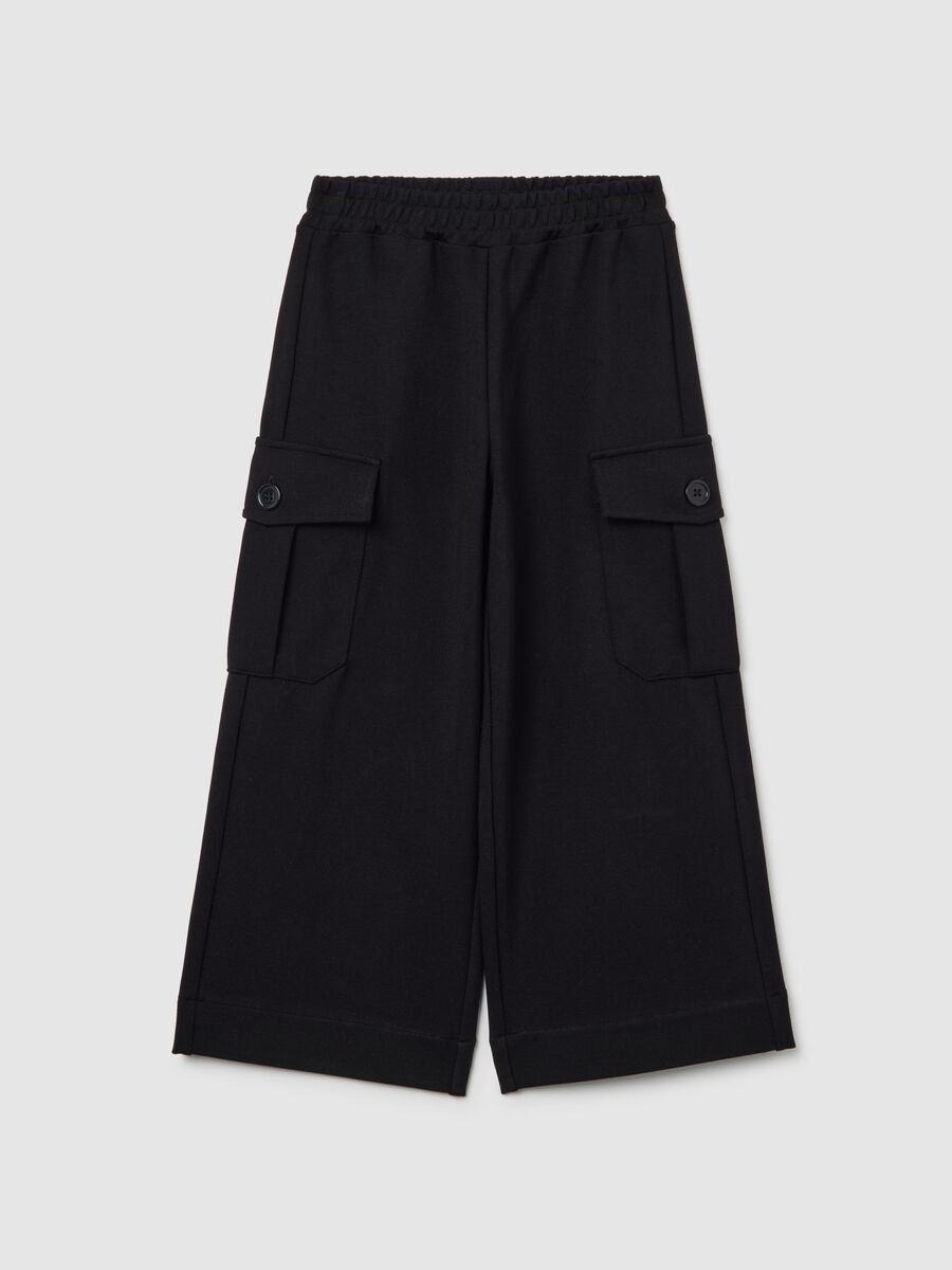 Girls' wide leg black trousers_0