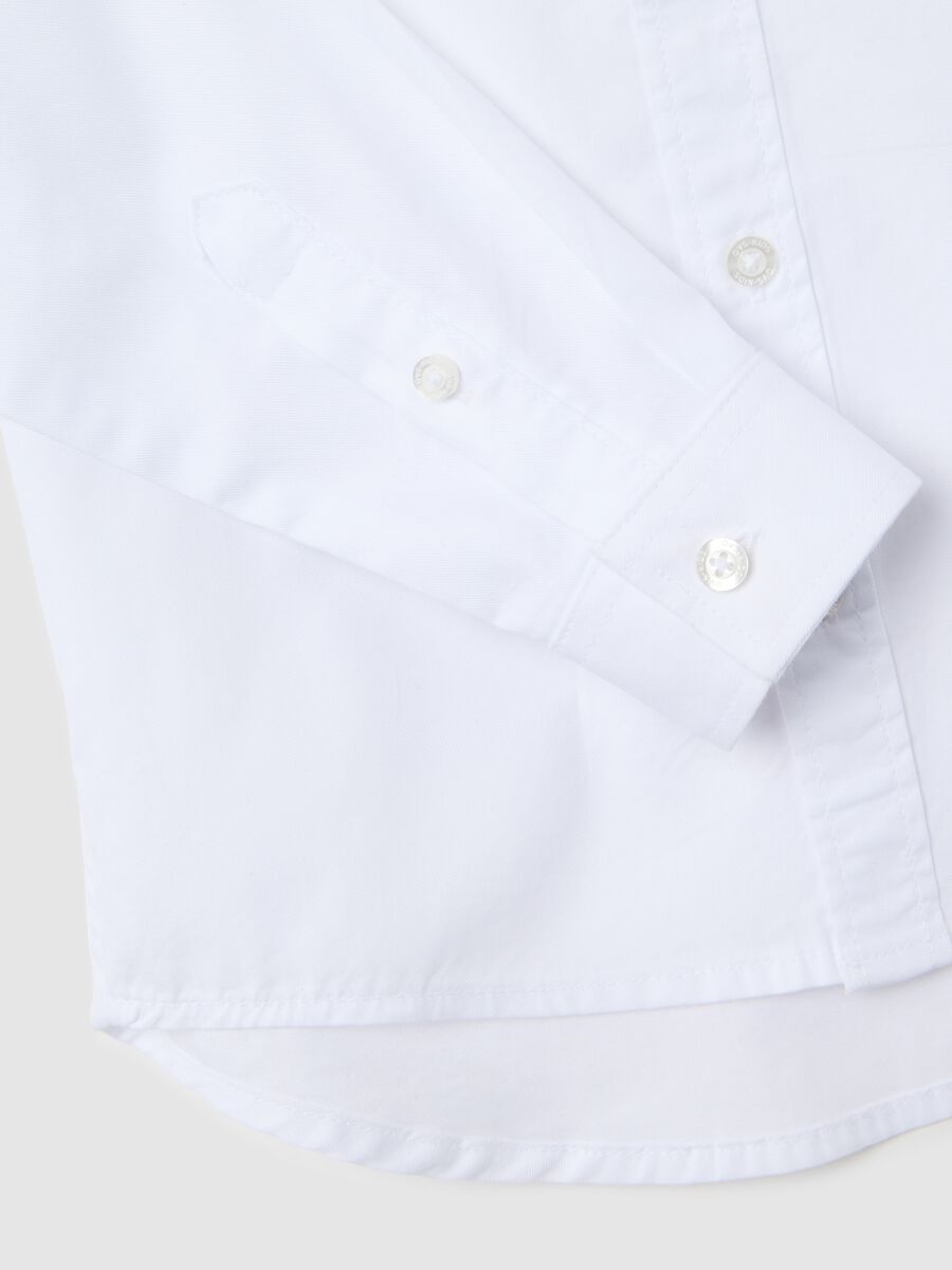 Boy's white long-sleeve shirt in pure cotton with regular fit_2