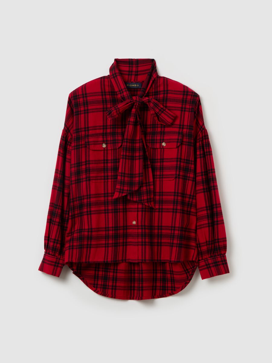 Check flannel shirt with scarf_4