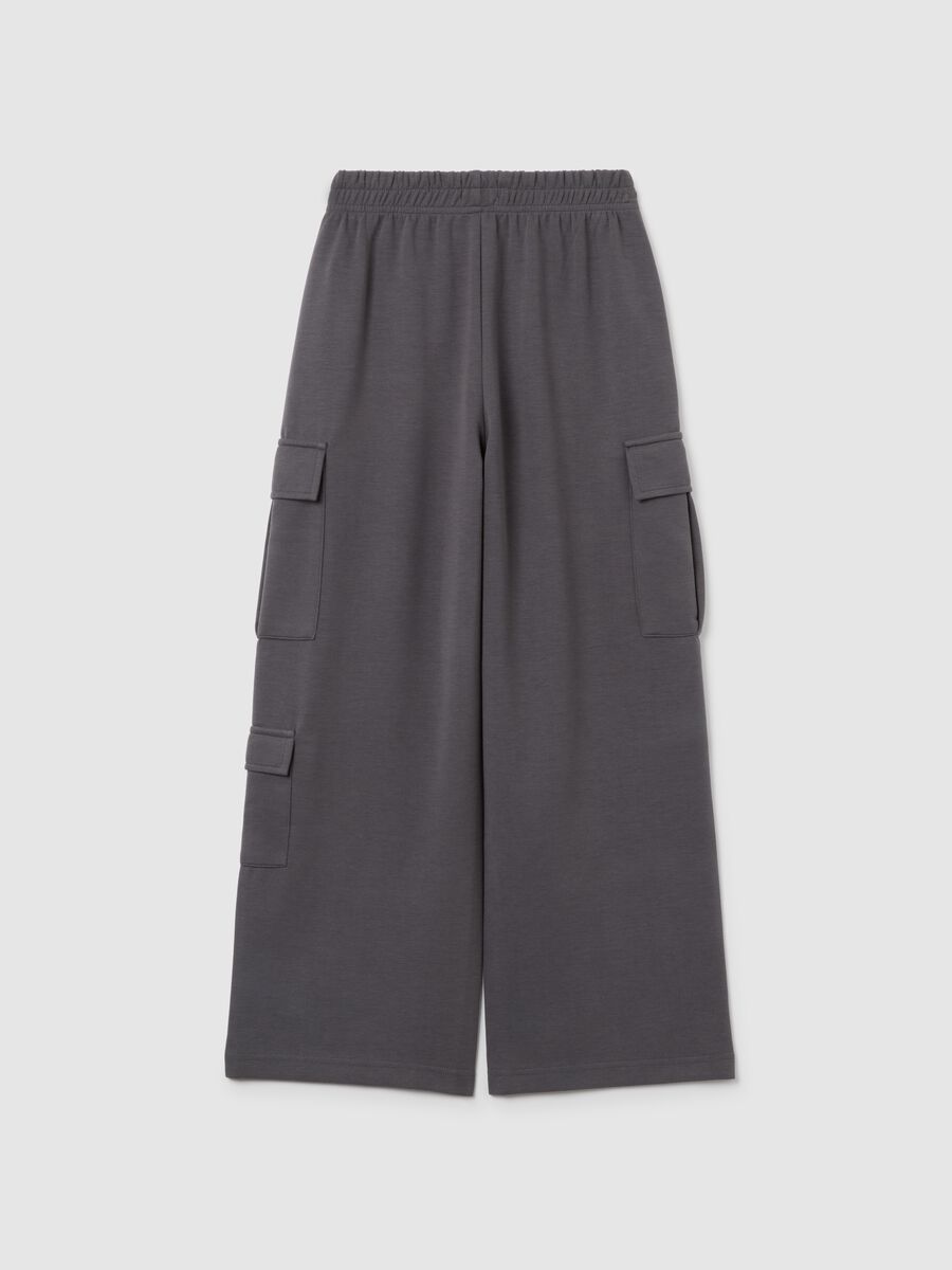 Girl's grey cotton blend cargo trousers in regular fit_1