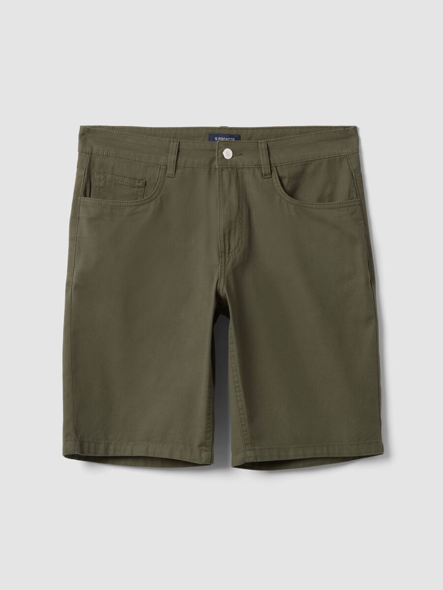 Green pure cotton regular-fit shorts_4