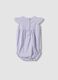 Purple pure cotton romper with ruffle sleeves for baby girl_1
