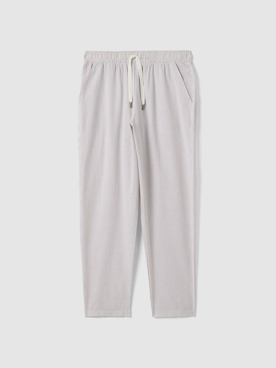 Long pyjama trousers in pure cotton with multicolour stripes regular fit_4