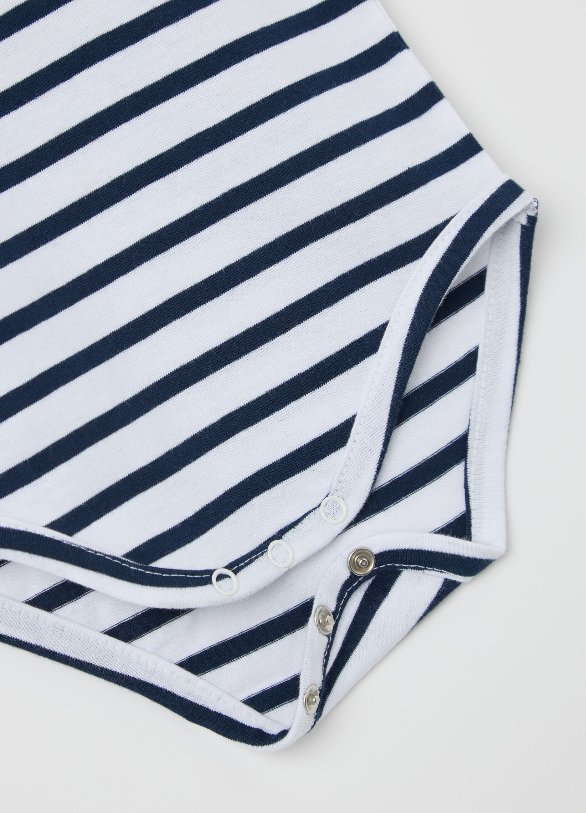 Body a righe blu e bianche in cotone bio