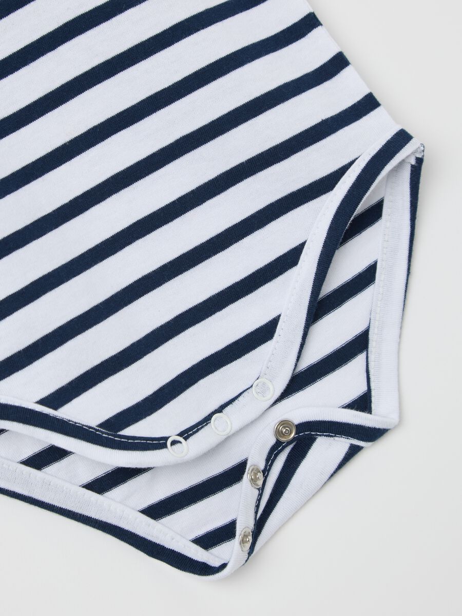 Organic cotton bodysuit with blue and white stripes_3