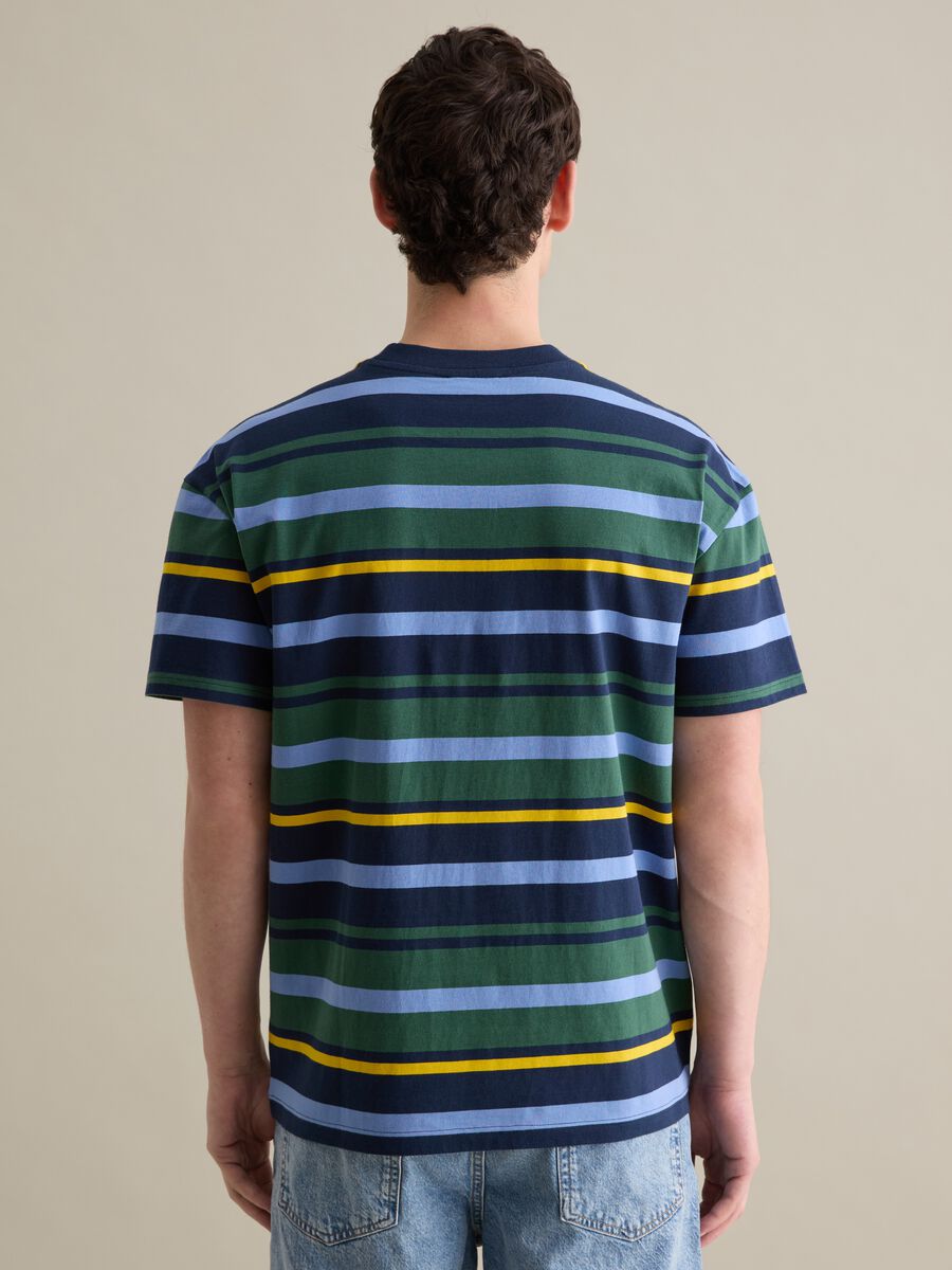 Blue and green T-shirt in striped cotton_3