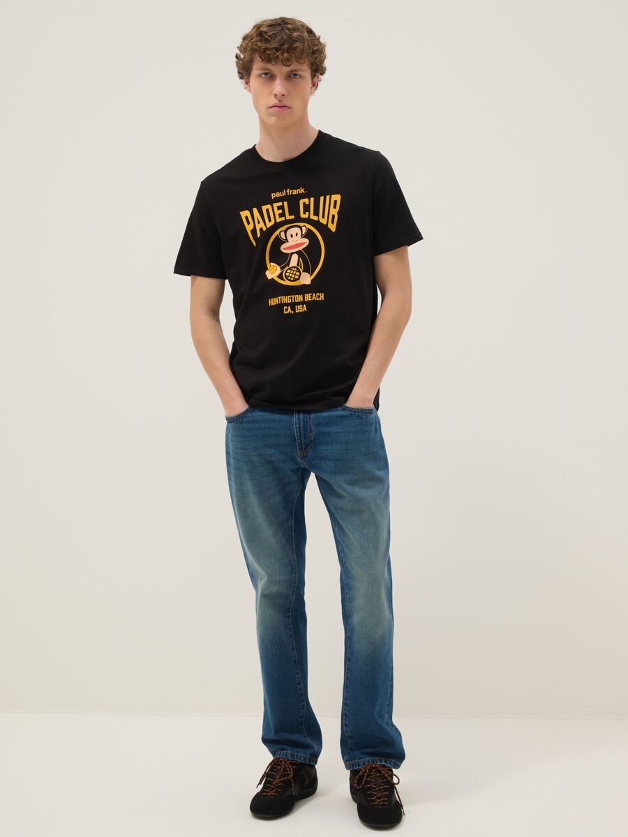 Black printed T-shirt in pure cotton, regular fit_1