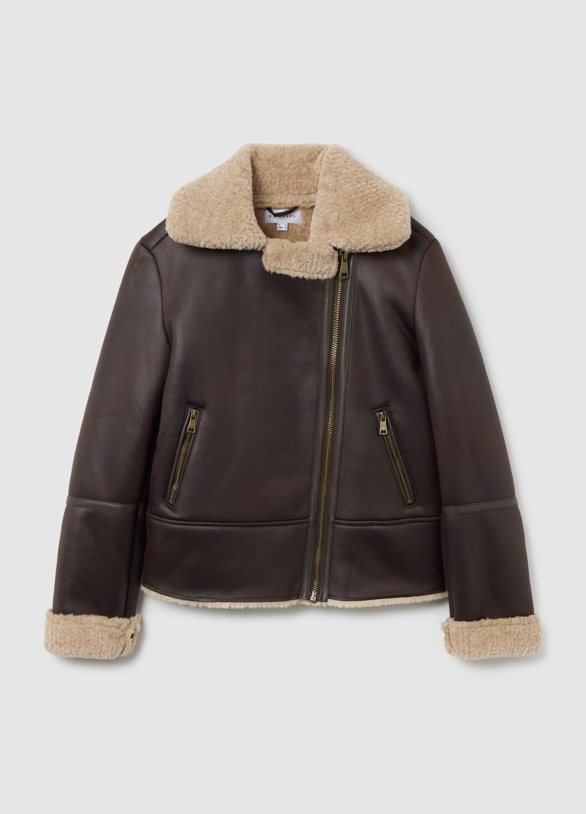 Brown padded regular fit jacket with zip