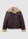 Brown padded regular fit jacket with zip_0