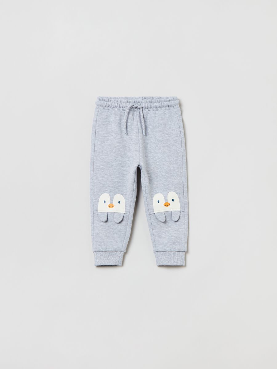 Joggers in felpa con coulisse e stampa_0