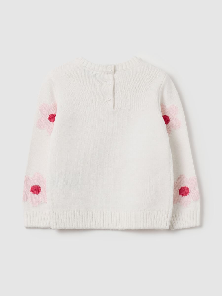 Pullover with jacquard flowers design_1