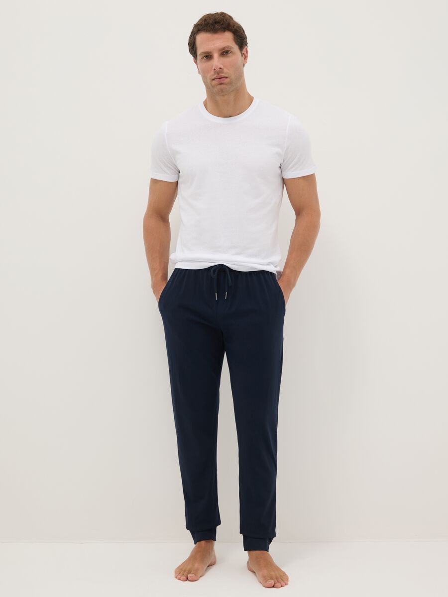 Blue pure cotton regular fit pajama trousers_0