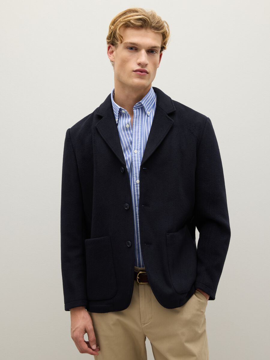 Blue Wool Blend Blazer_0