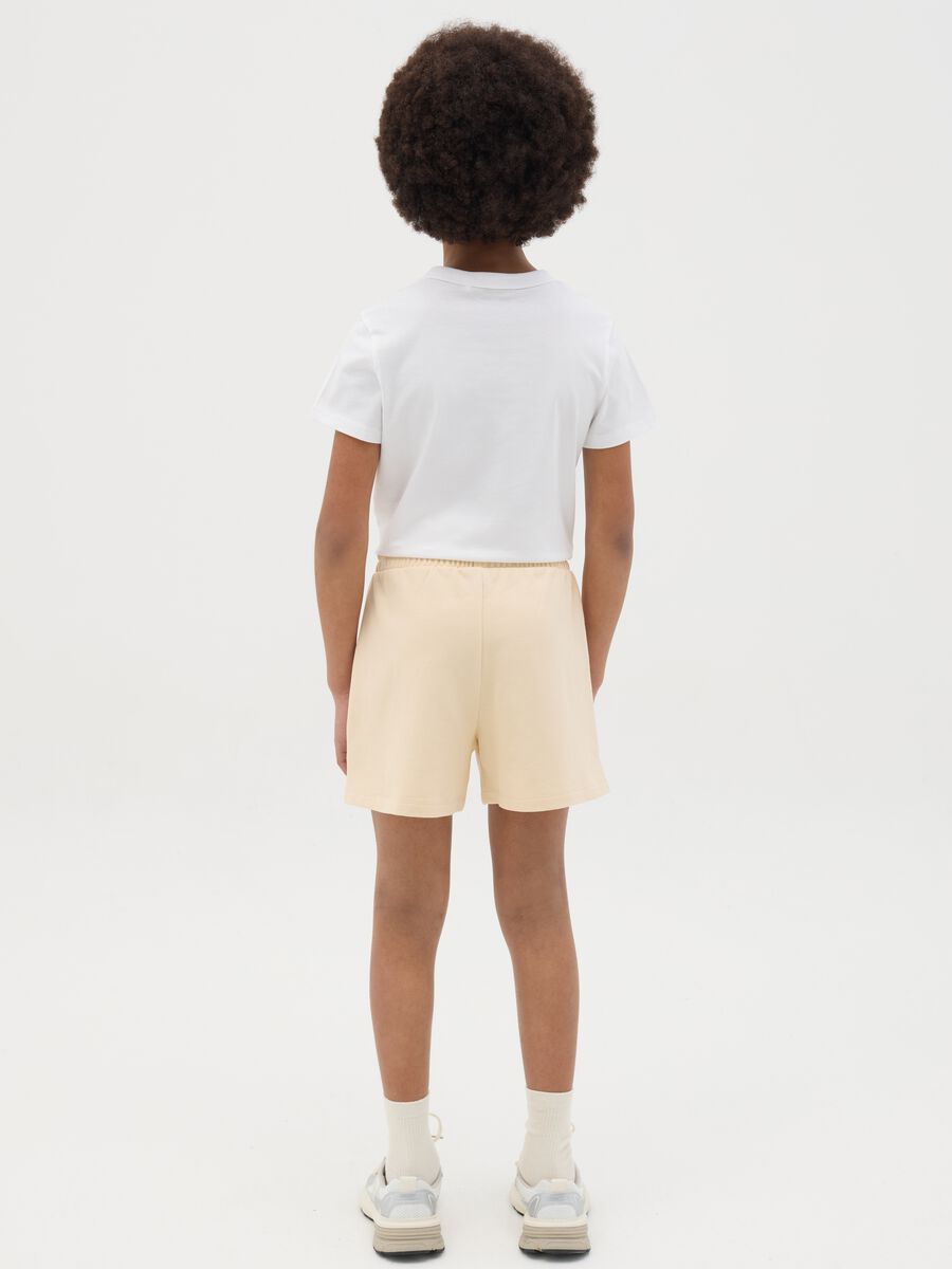 Short da ragazza in puro cotone beige regular fit_2