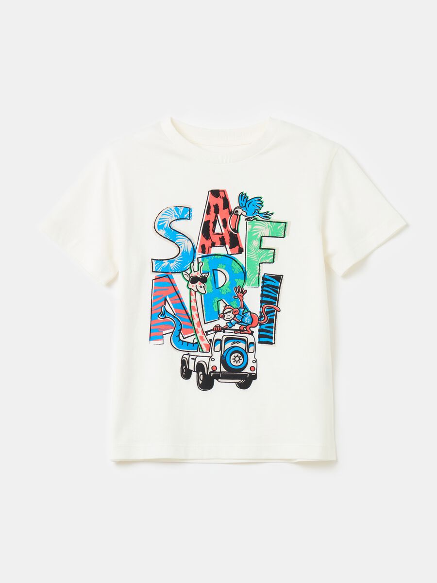 Cotton T-shirt with Safari print_0