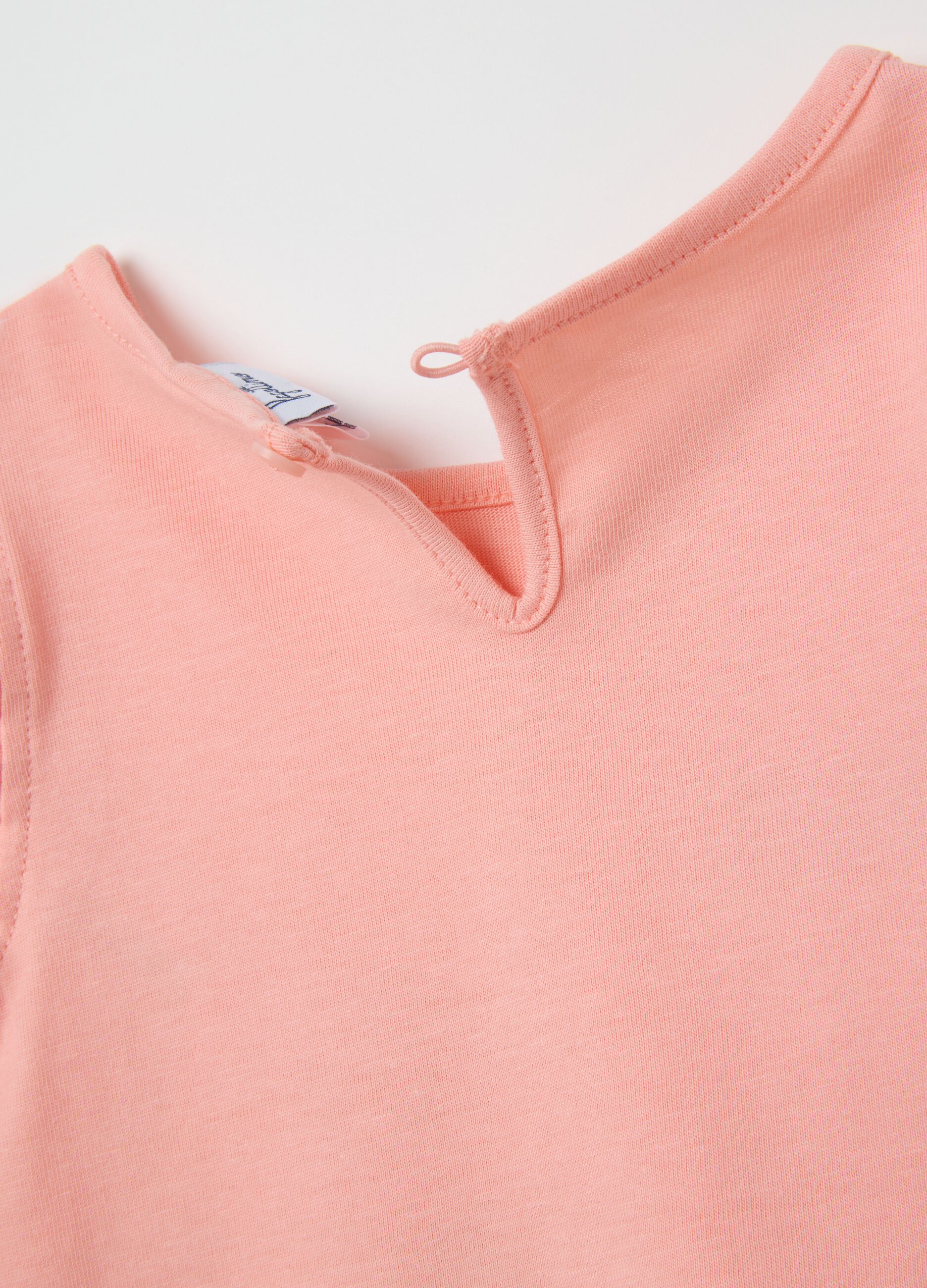 Pink regular-fit pure cotton girl's top with ruffled sleeves and print