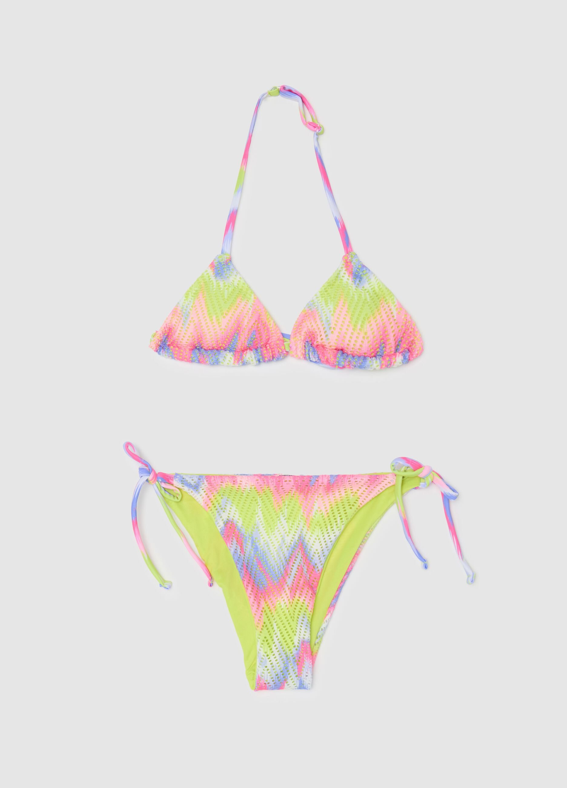 Girls' Multicolour Zig-Zag Fabric Bikini