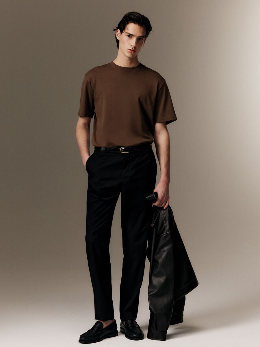 Black Stretch Cotton Slim Fit Chino Trousers_1