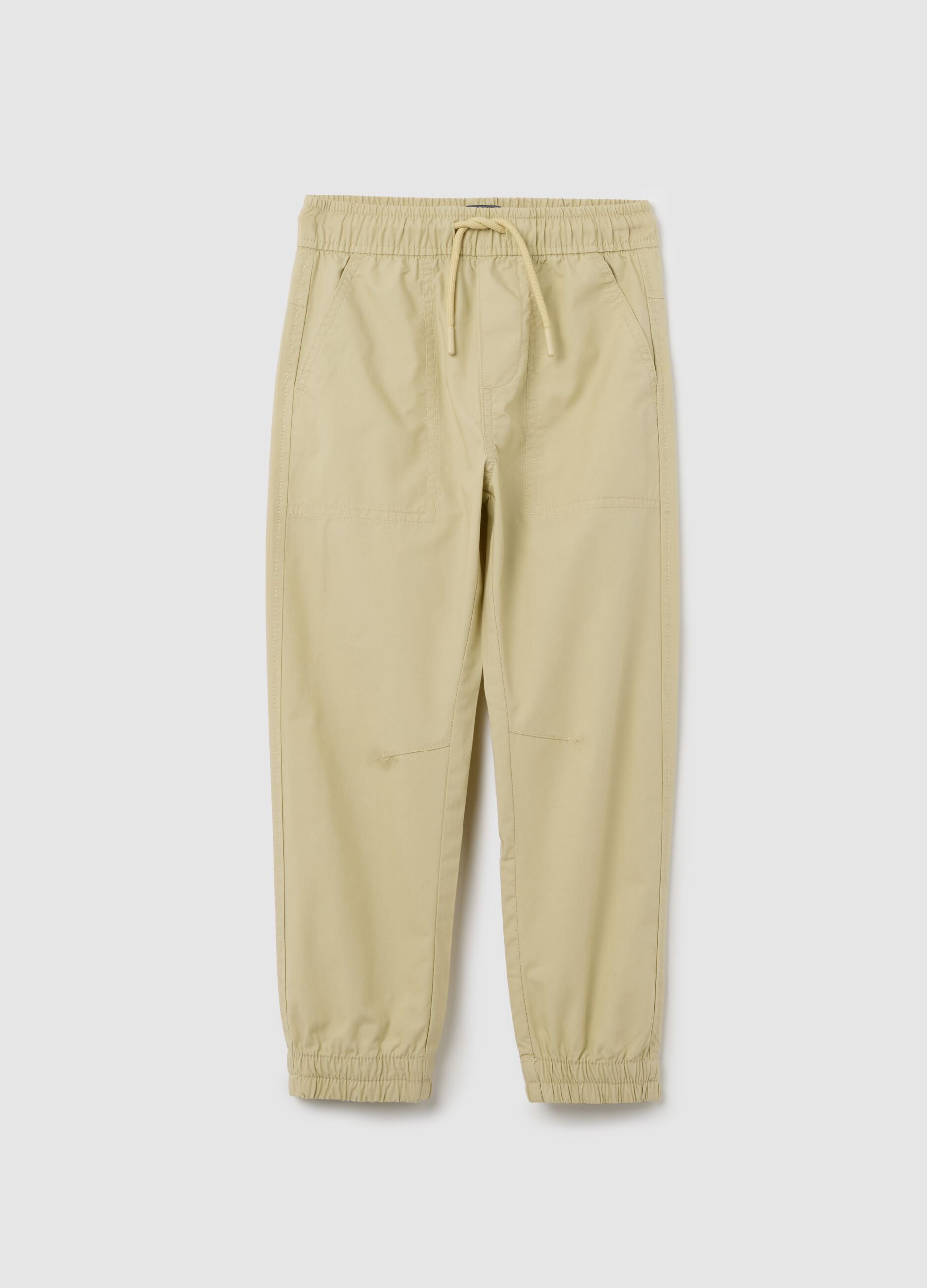 Boys’ beige regular-fit joggers in 100% cotton