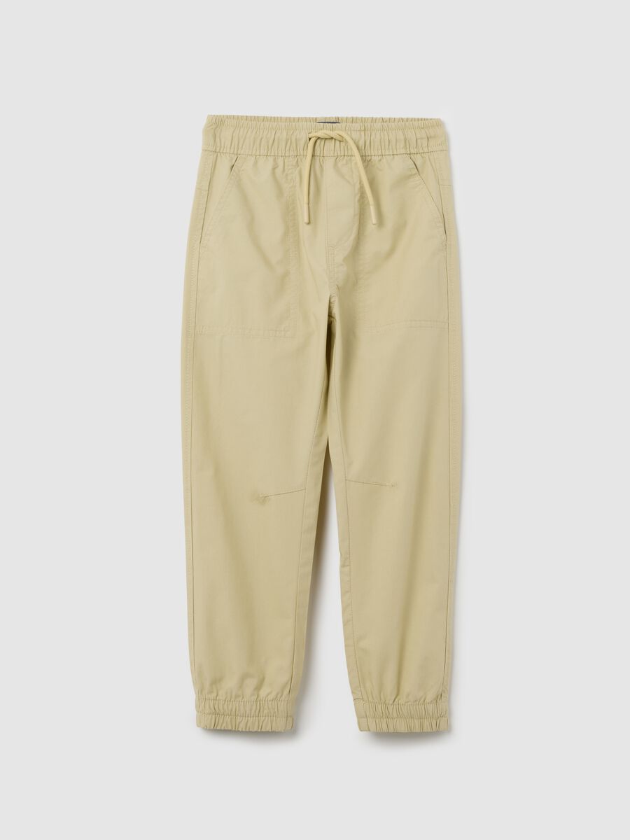 Boys’ beige regular-fit joggers in 100% cotton_0