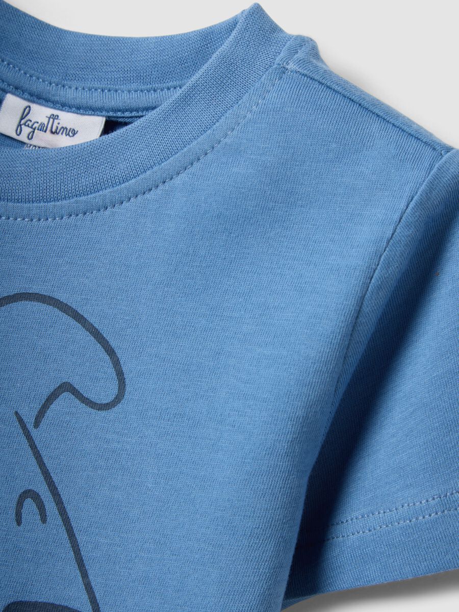 T-shirt in puro cotone azzurra da bimbo regular fit con stampa cane_2