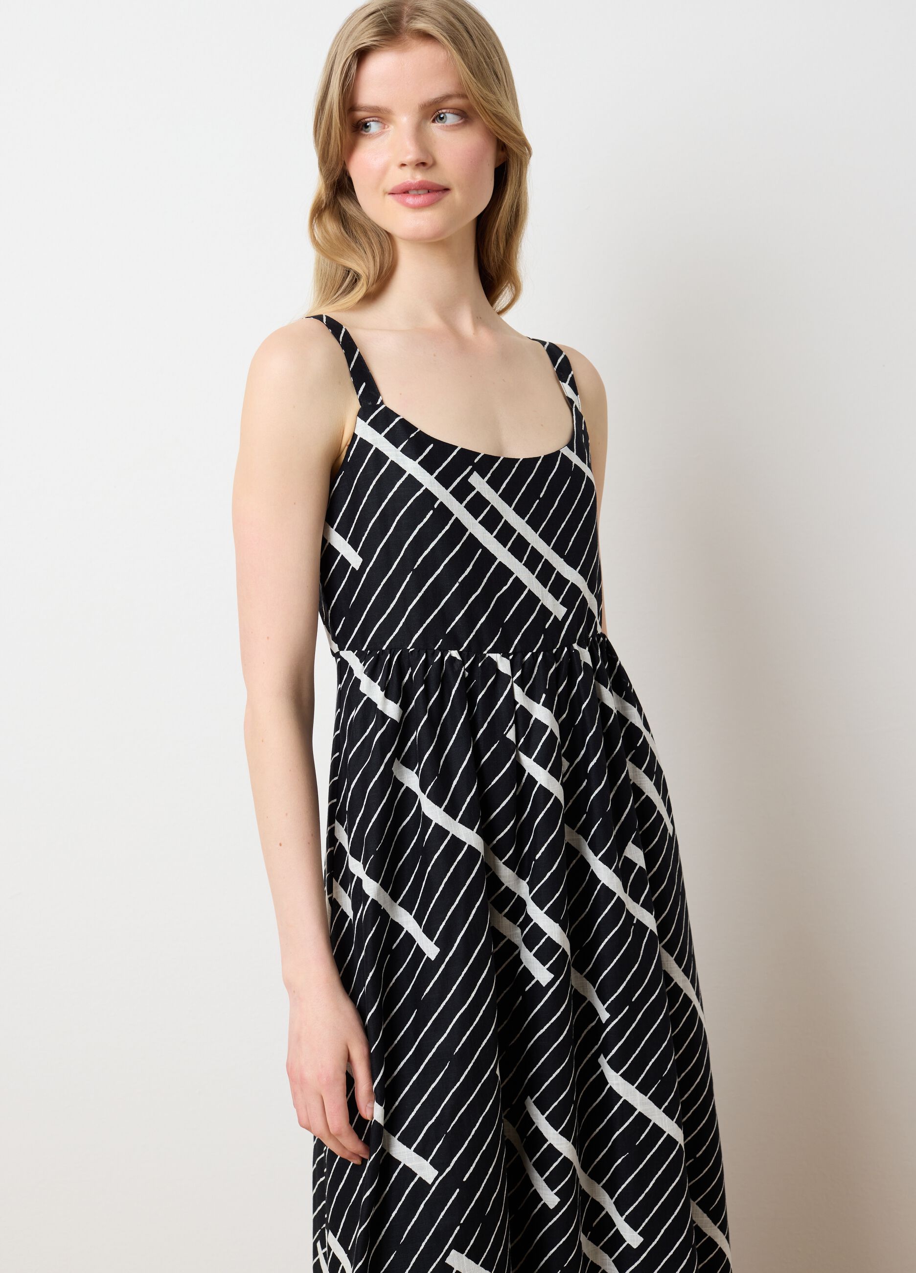 Women's long dress in pure multicoloured cotton, oversize