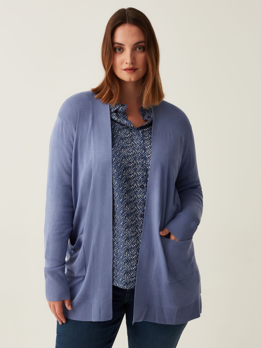Cardigan aperto con tasche Curvy_0
