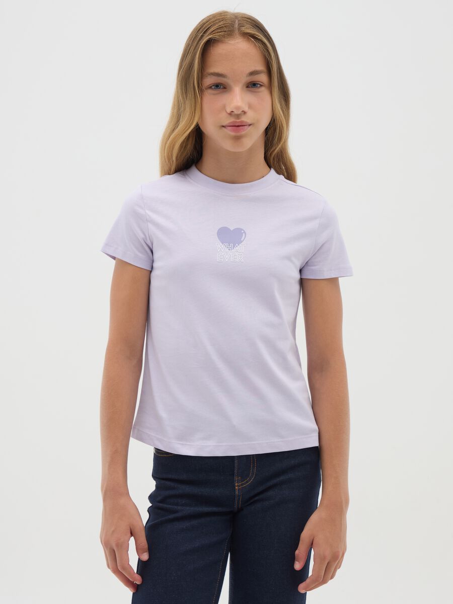 Purple girl's pure cotton T-shirt regular fit_0