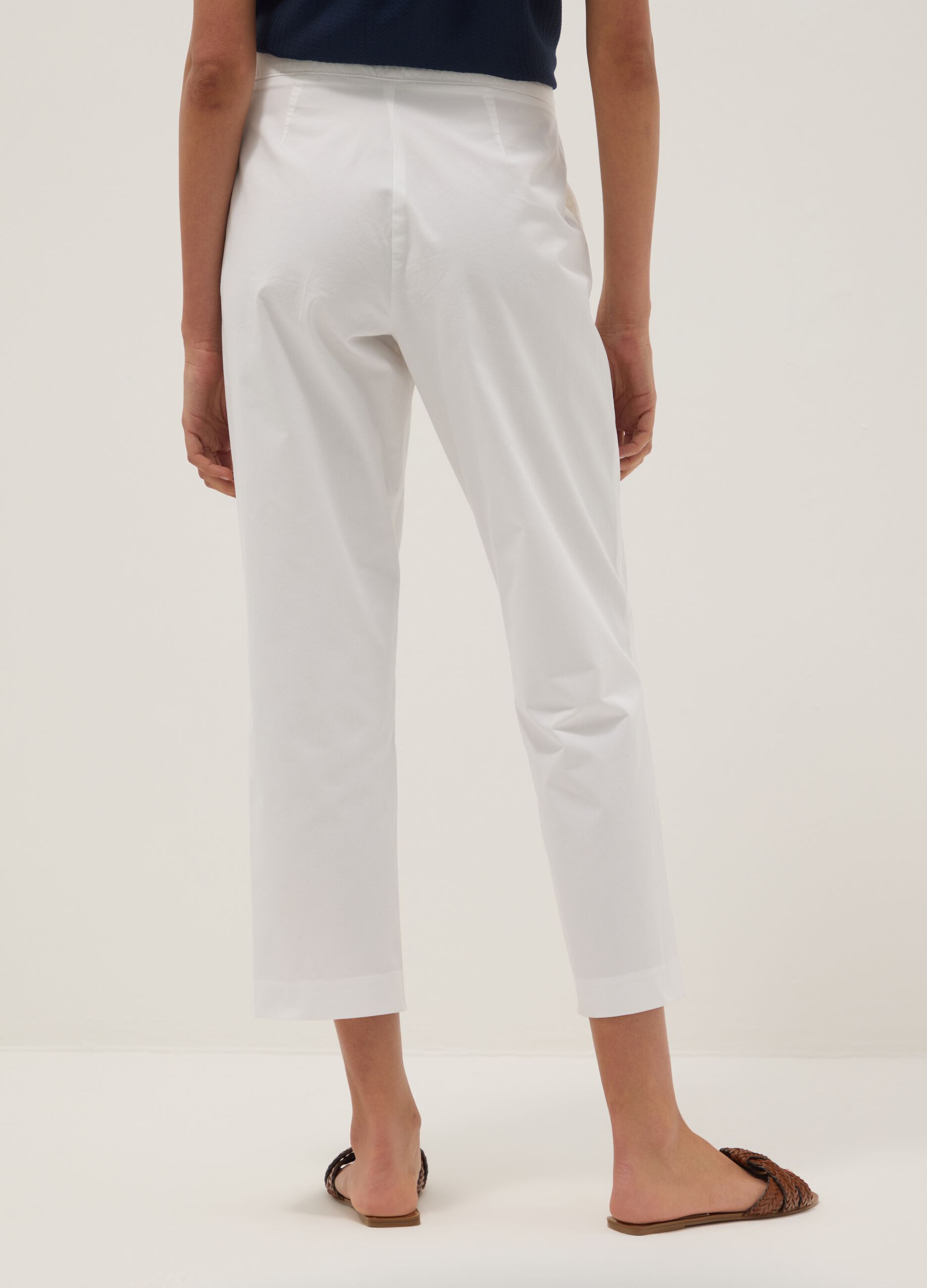White pure cotton chino trousers, regular fit