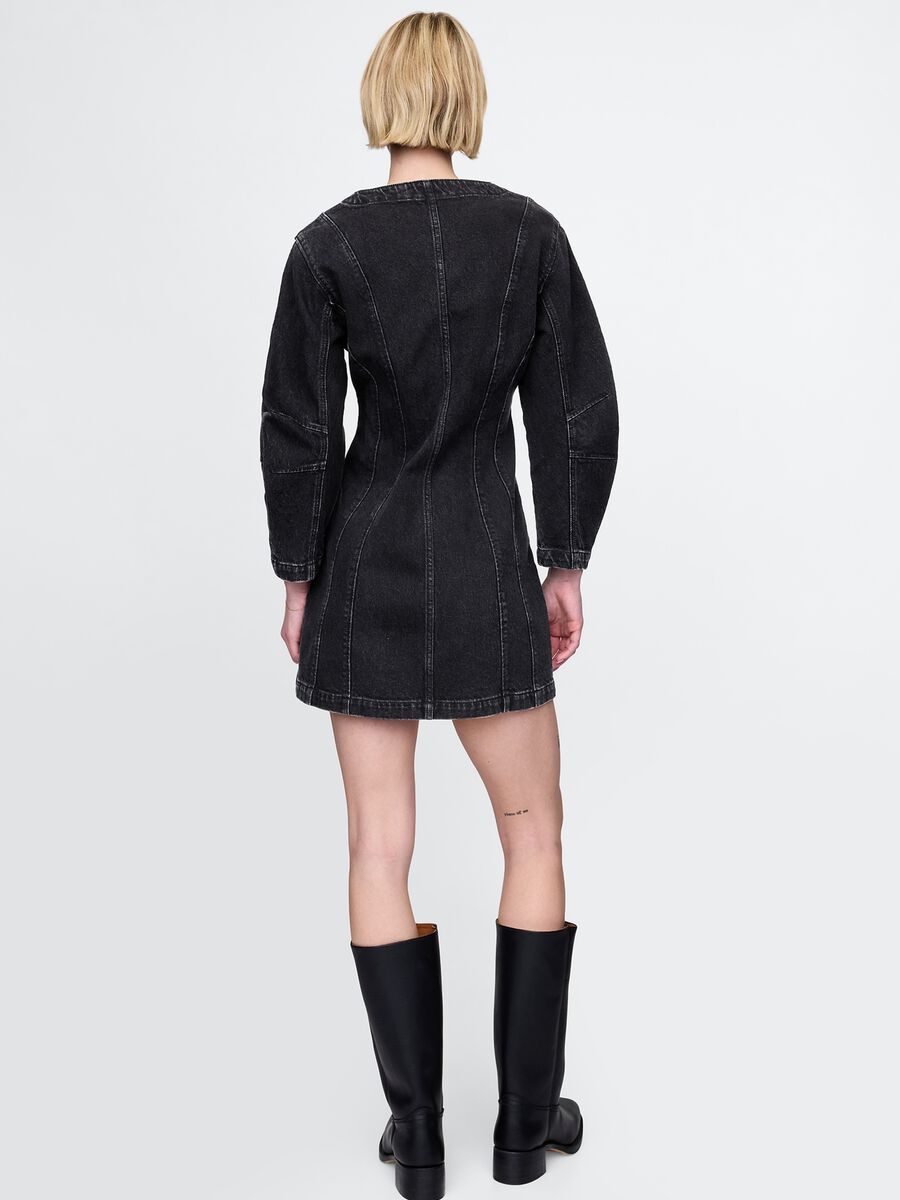 Black Denim Dress with Buttons Gap_2
