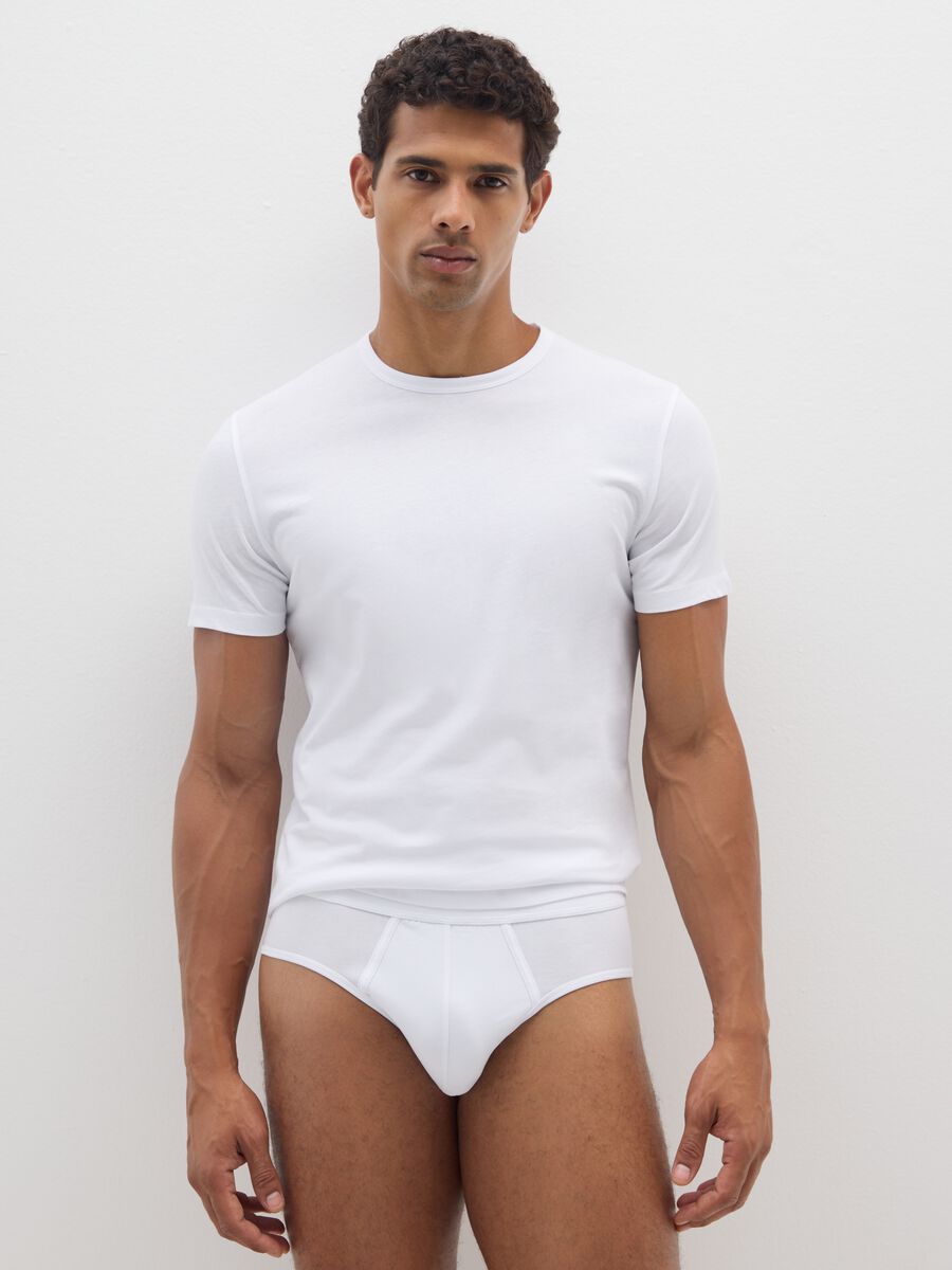 White Stretch Cotton Pack Assorted Briefs_0