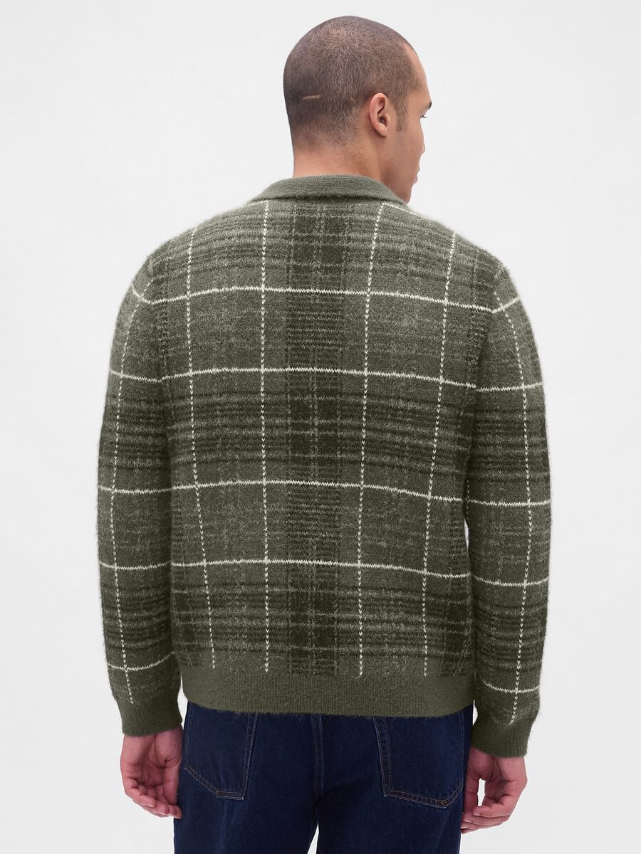 Green Checkered Sweater in Wool and Alpaca Blend_2