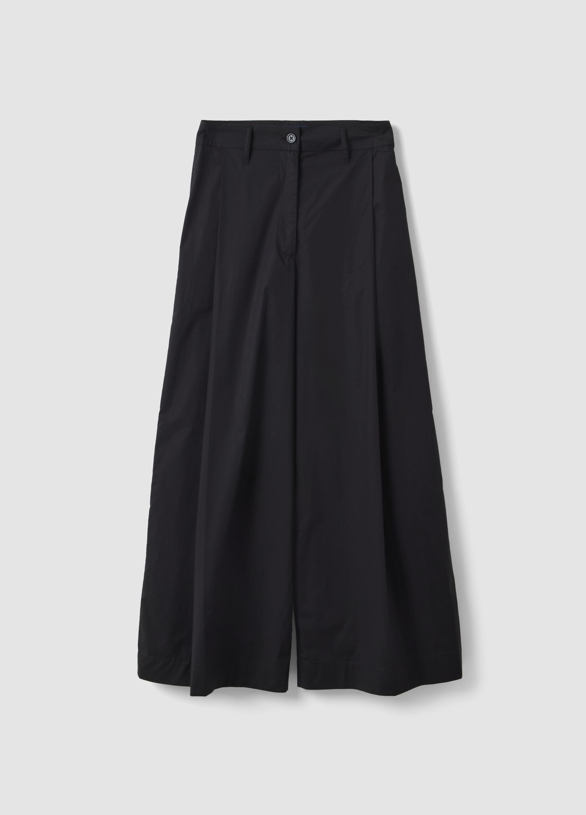 Black wide-leg pure cotton trousers