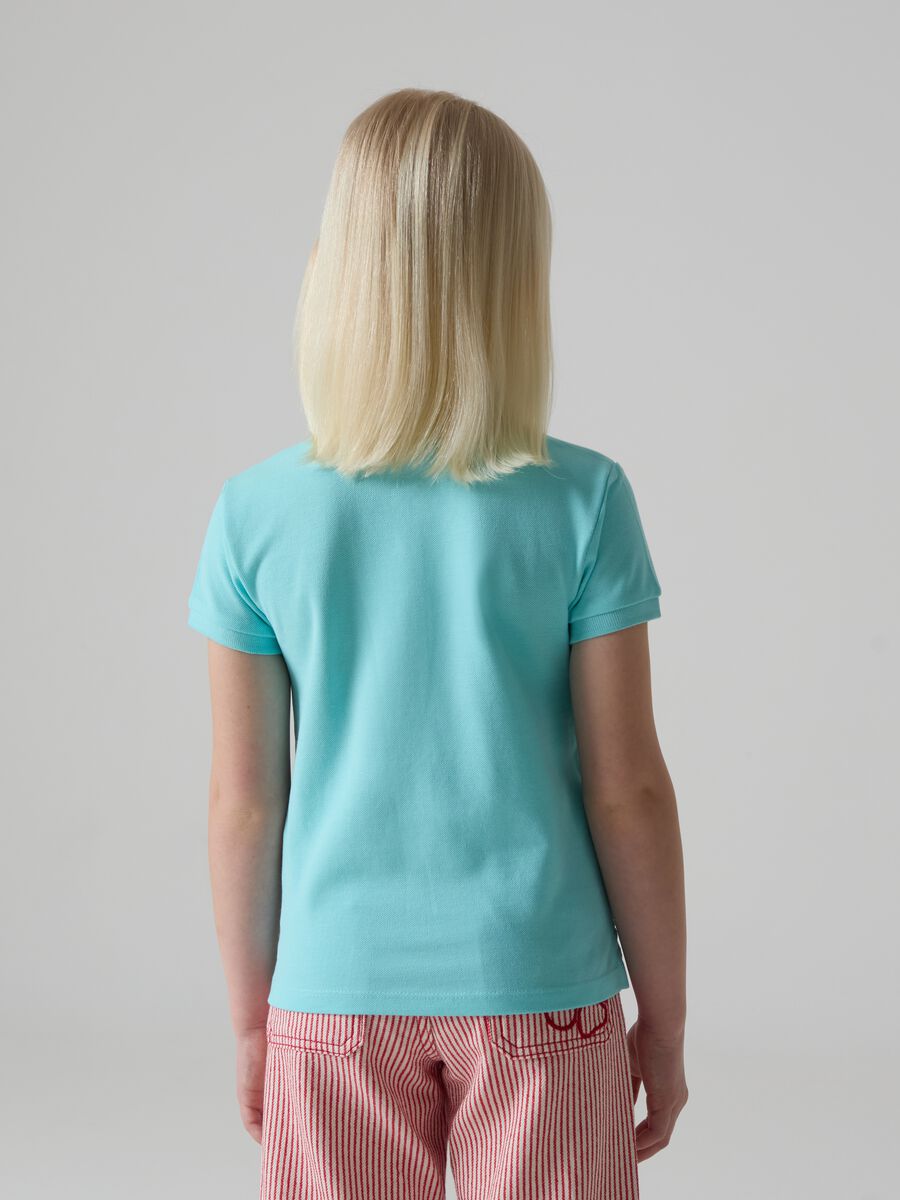 Piquet polo shirt with floral embroidery_3