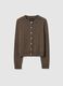Brown crew neck cardigan in pure wool regular fit_4