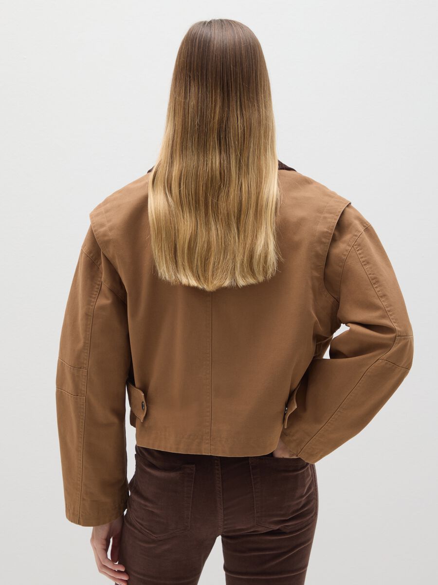 Giacca in puro cotone marrone regular fit_3