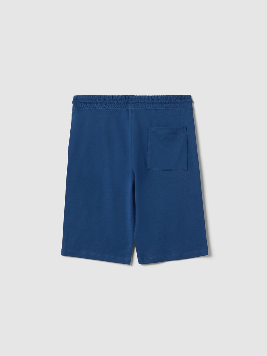 Boys' pure cotton blue shorts with New York print, regular fit_4