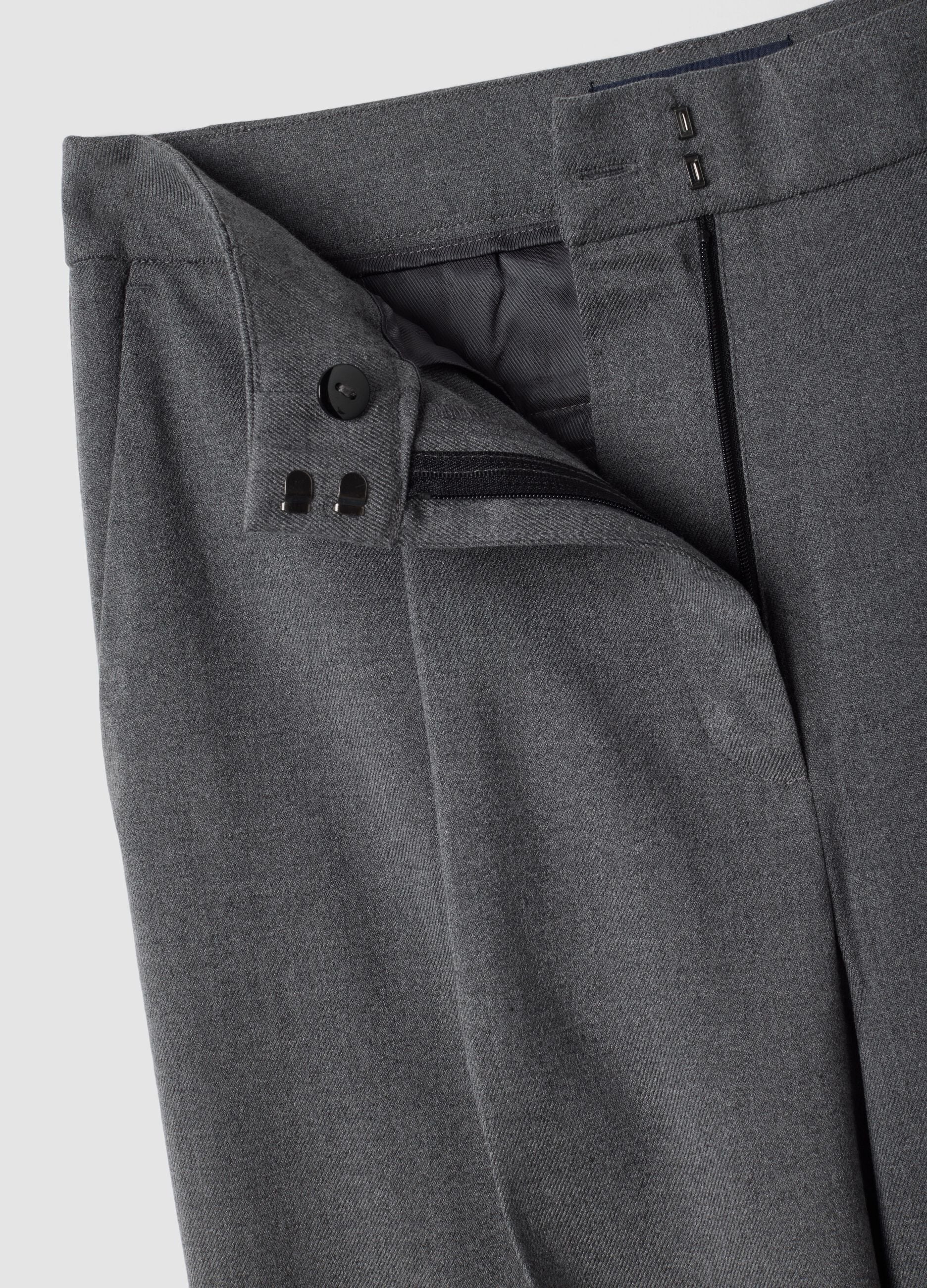 Grey wide-leg formal trousers in stretch viscose