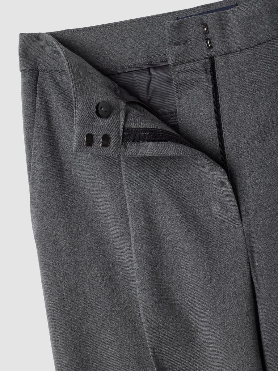 Grey wide-leg formal trousers in stretch viscose_1