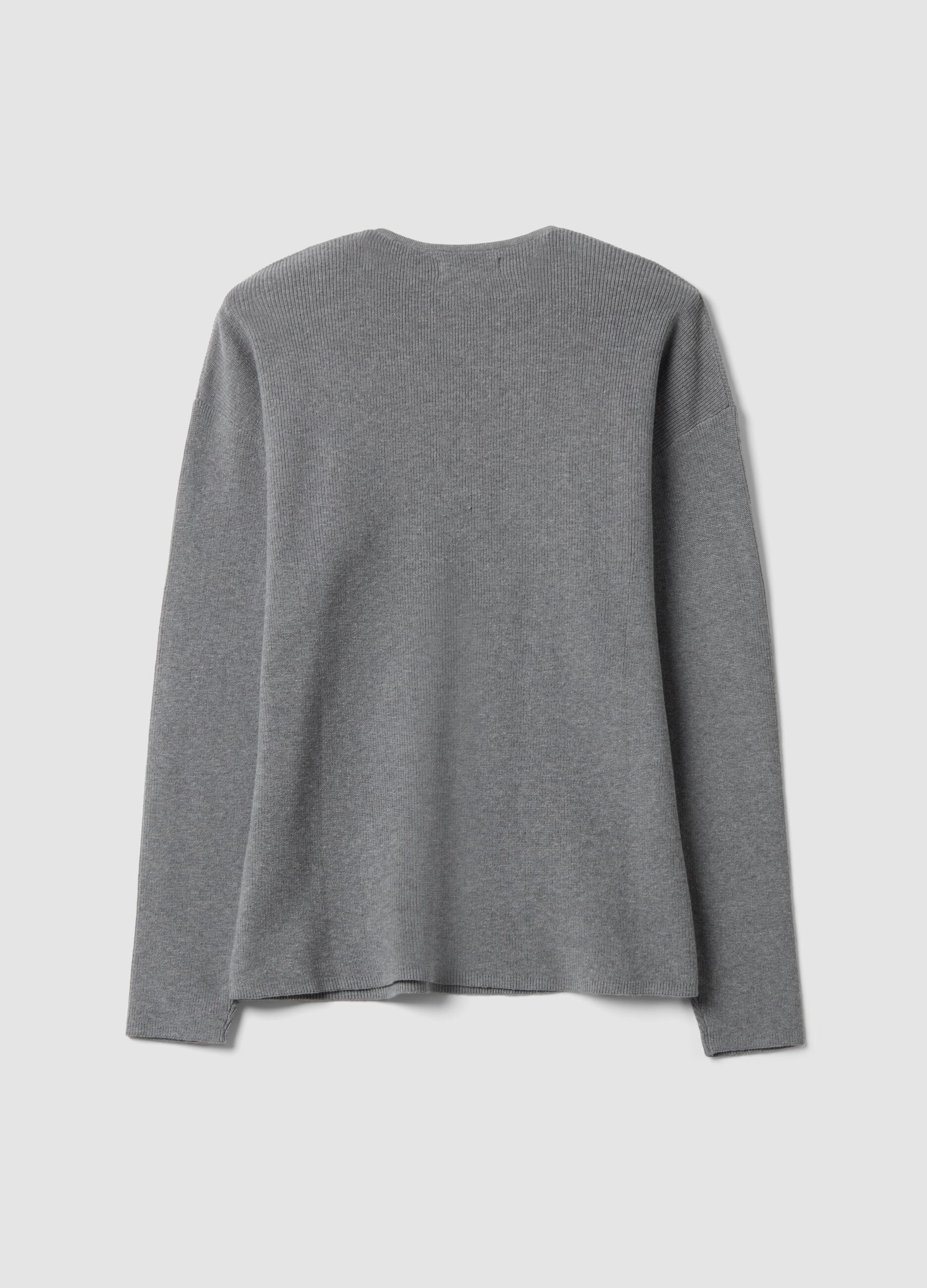 Grey cotton-blend regular-fit Henley top