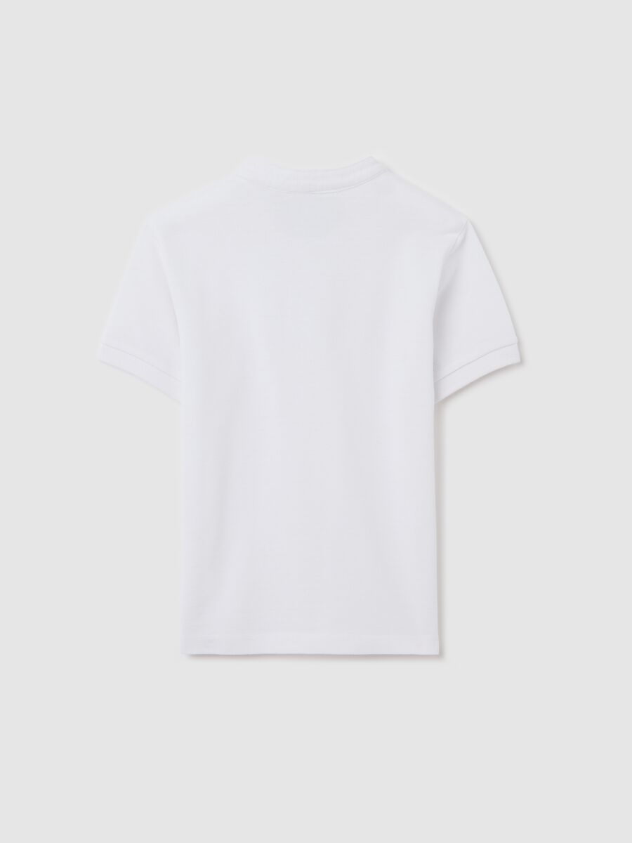 White polo shirt in cotton with Mandarin collar_1