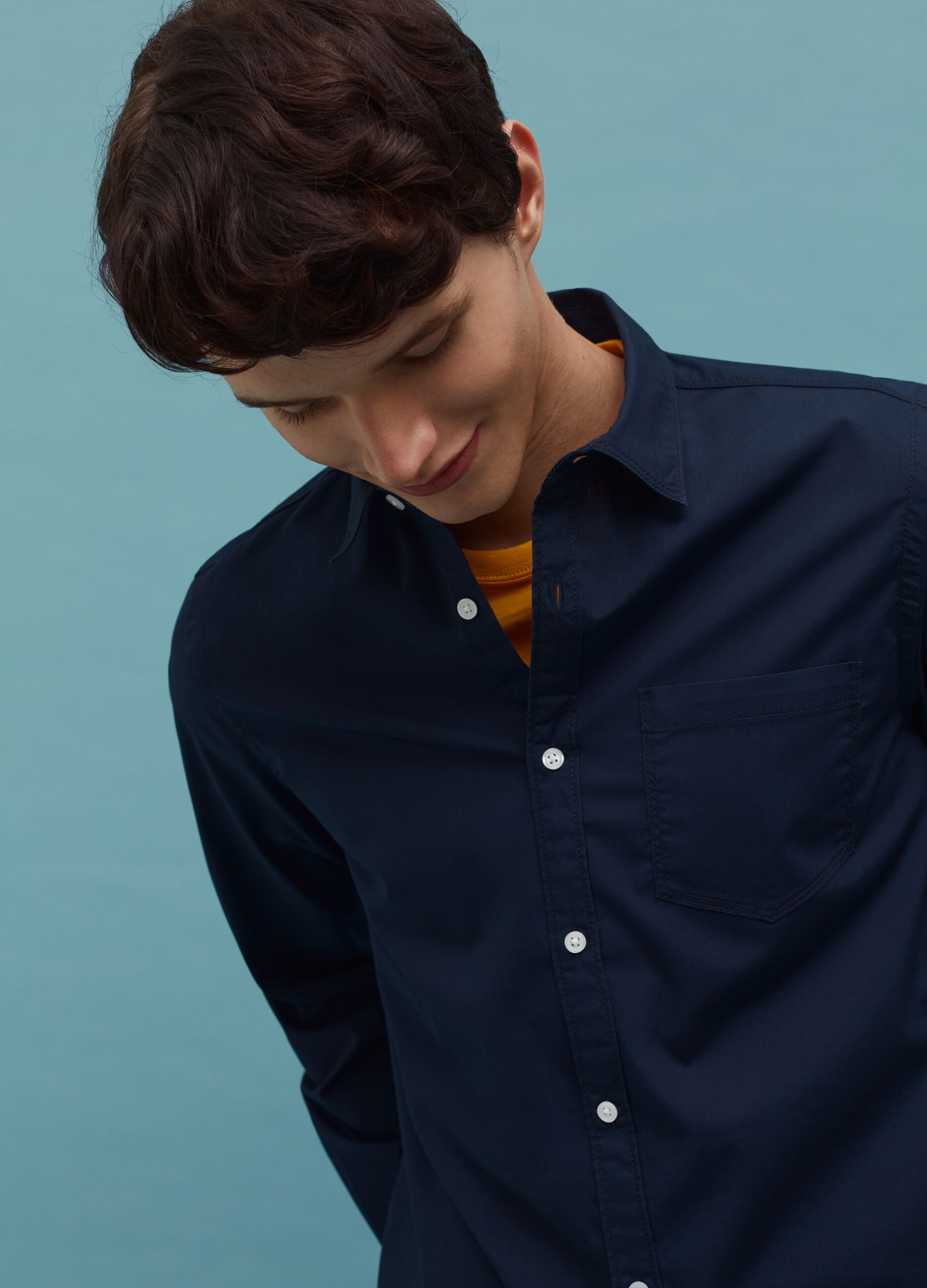 Cotton shirt with small pocket