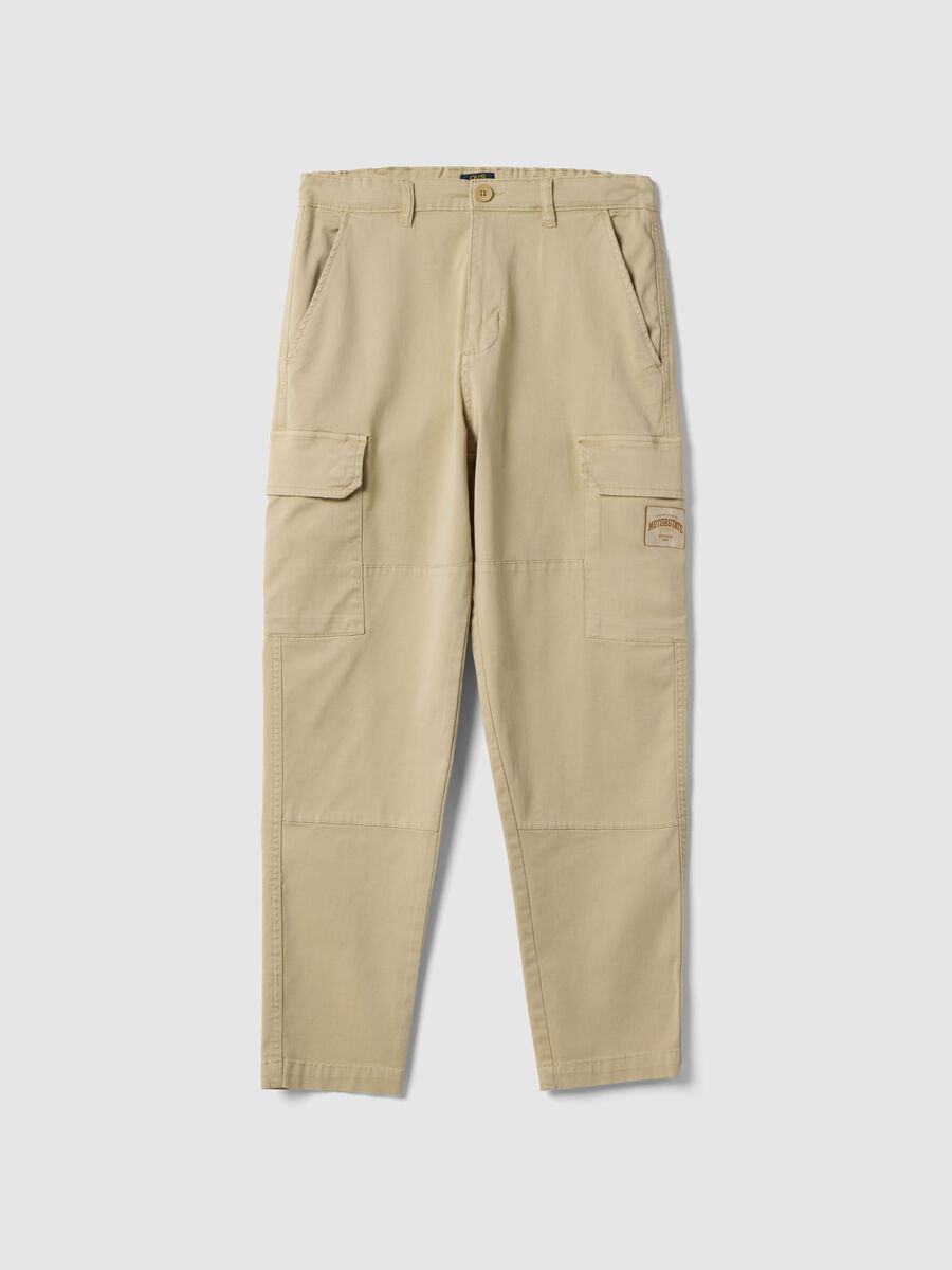Pantaloni cargo in cotone elasticizzato beige da ragazzo regular fit_3