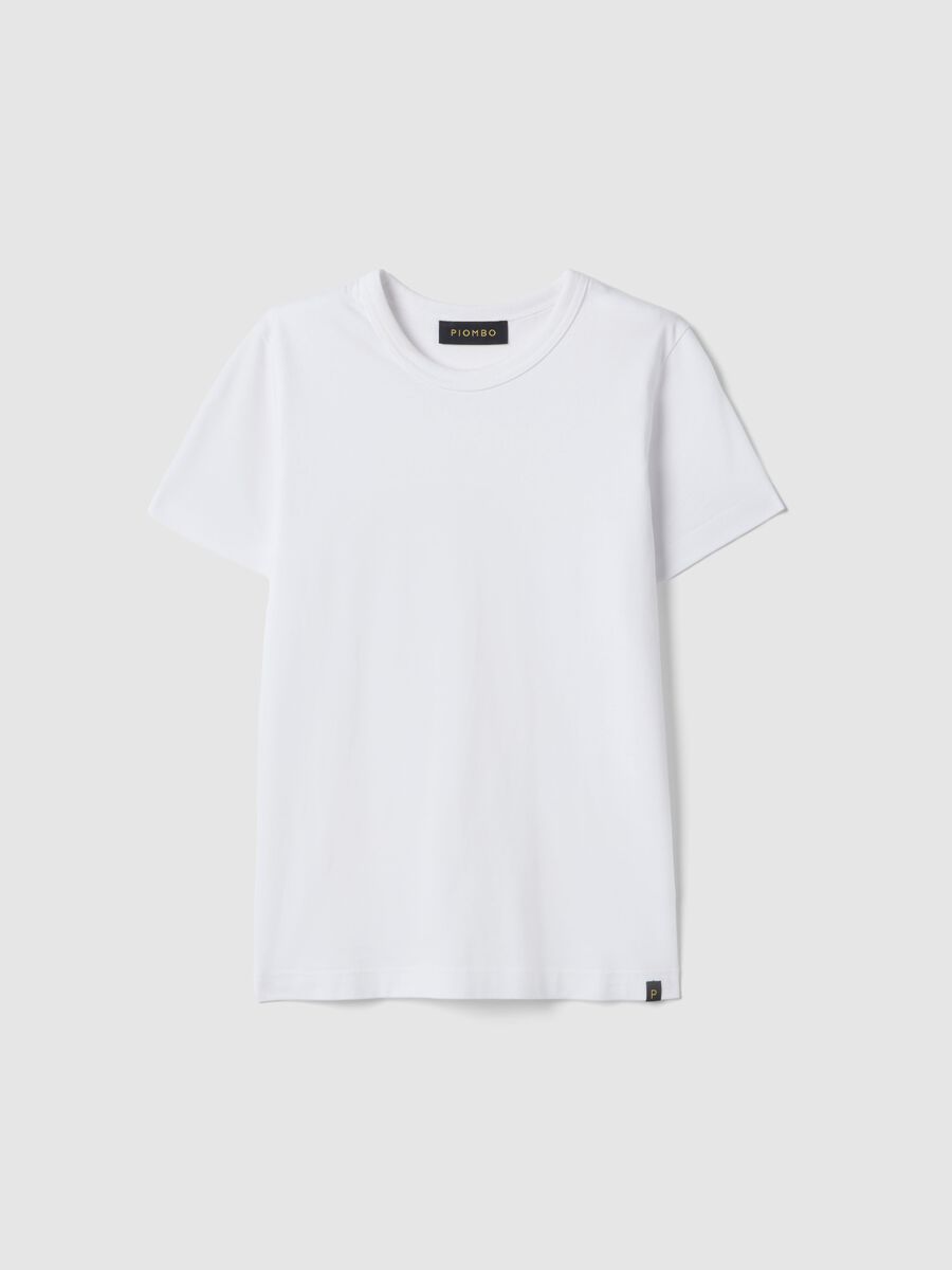 T-shirt girocollo in puro cotone bianca regular fit_4
