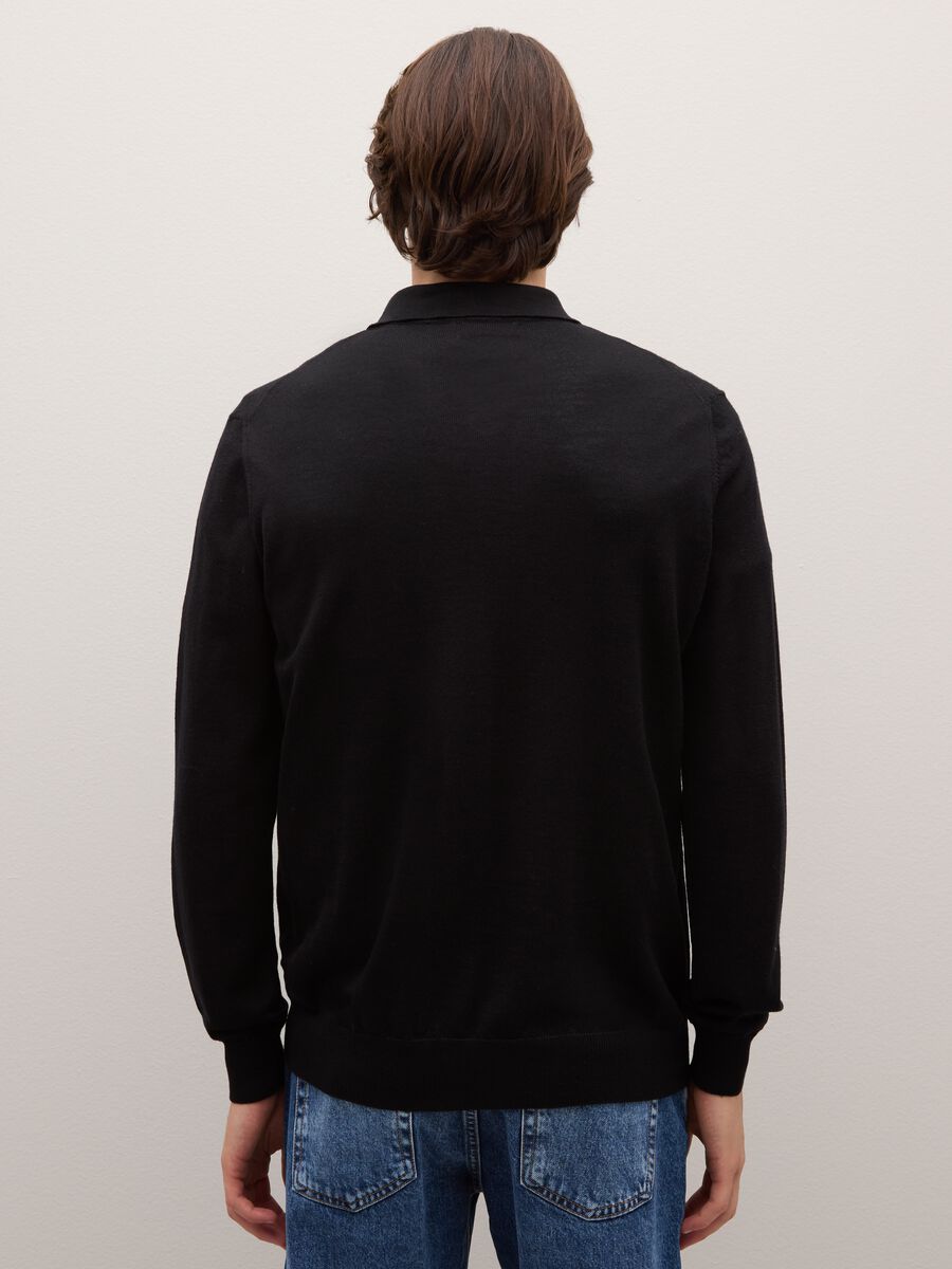 Black regular fit pure merino wool sweater_3