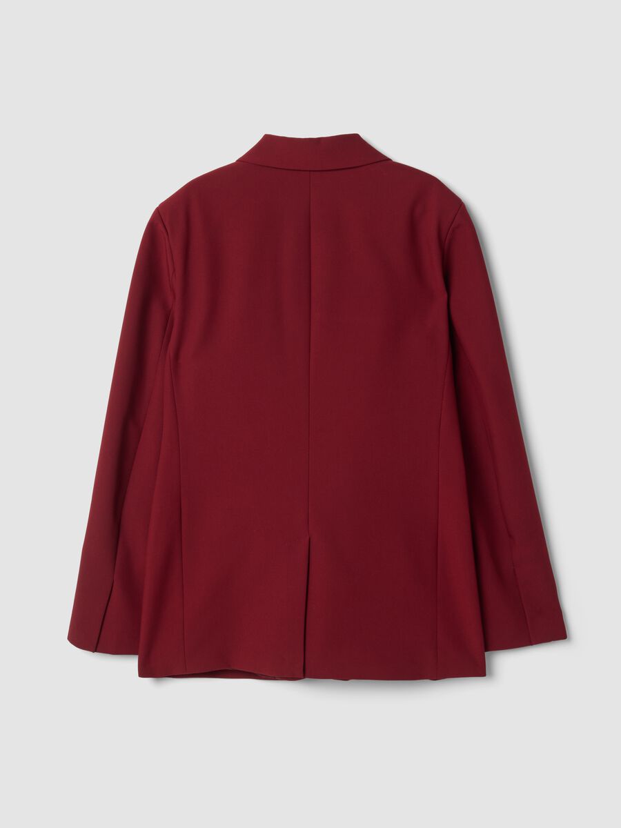 Blazer rosso in misto viscosa elasticizzata regular fit con rever classici_1