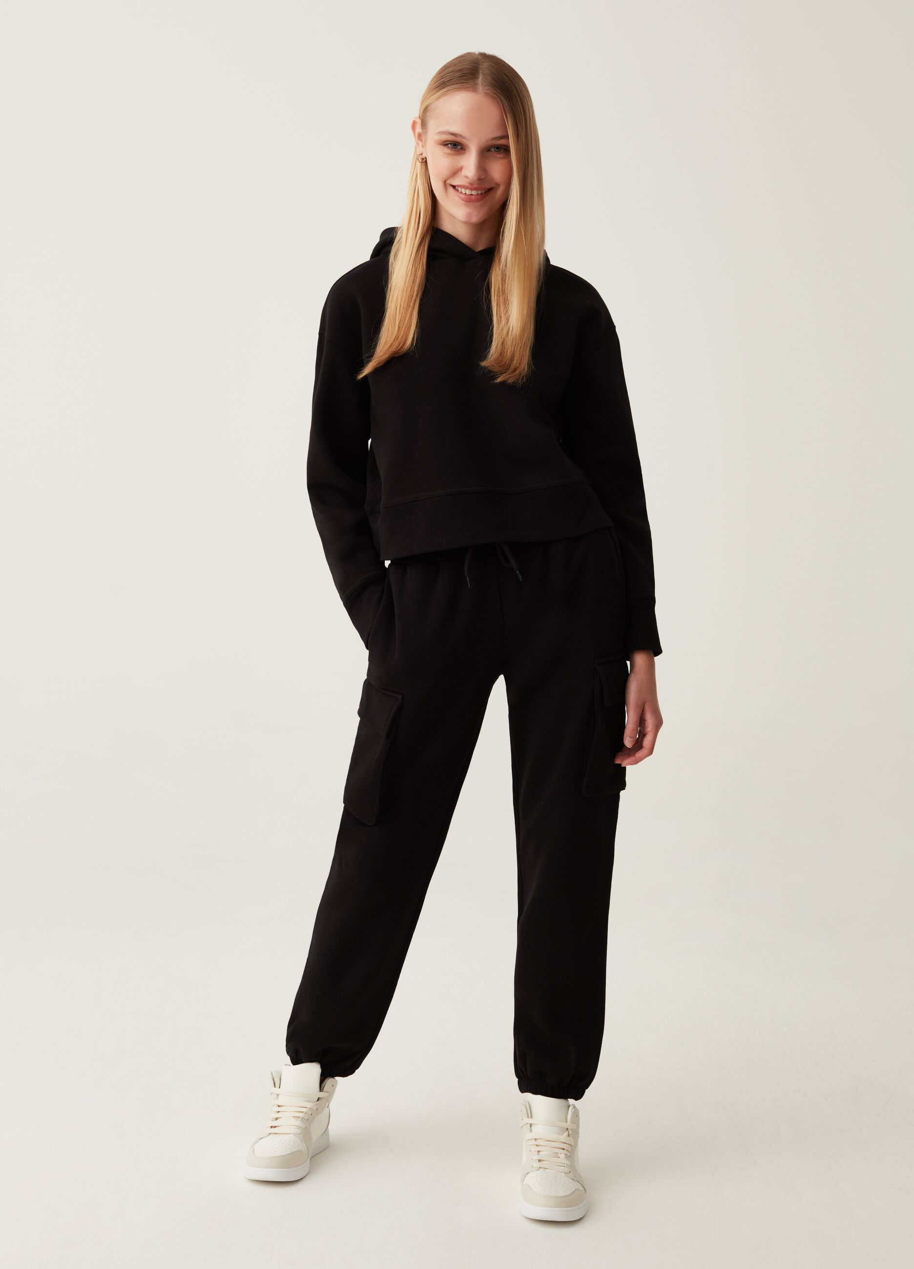 Joggers cargo in felpa con coulisse