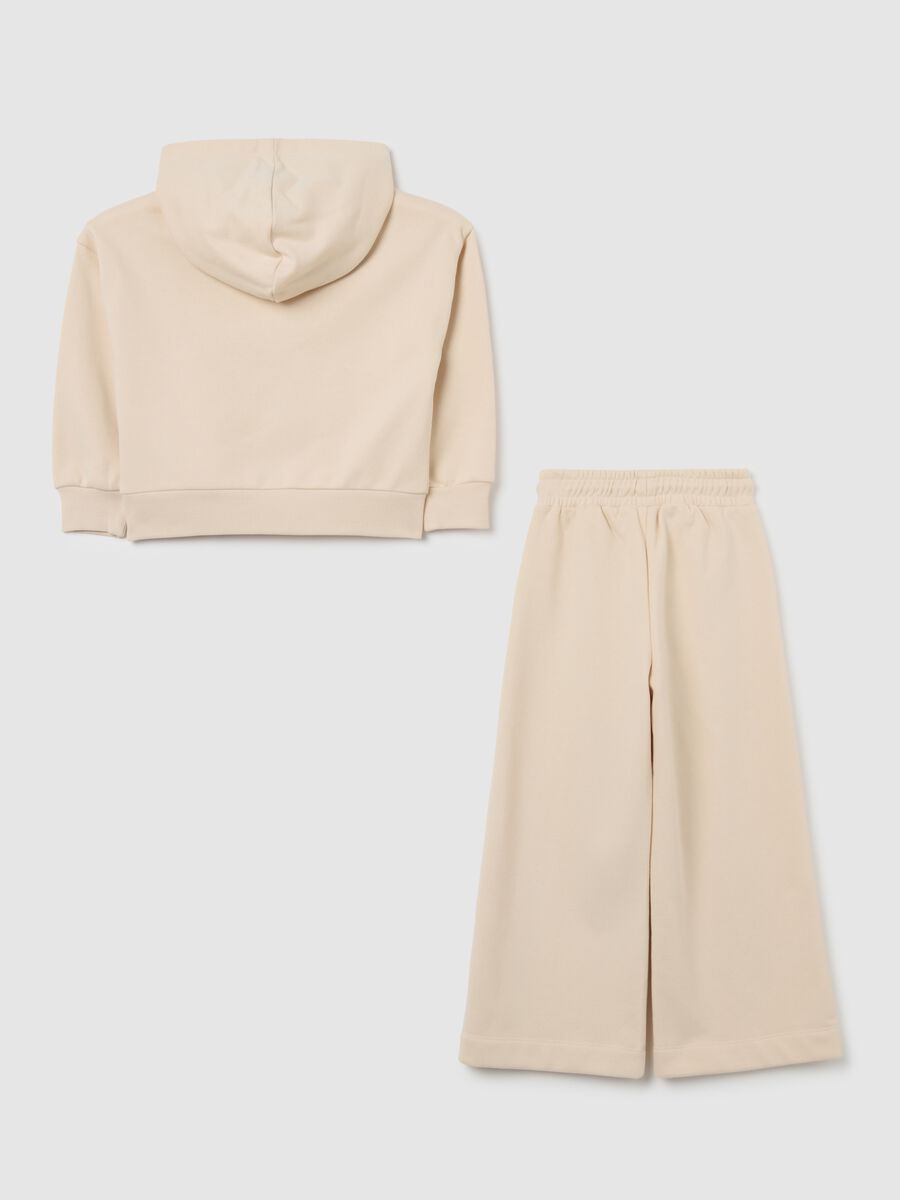 Beige cotton blend regular fit girl set_1