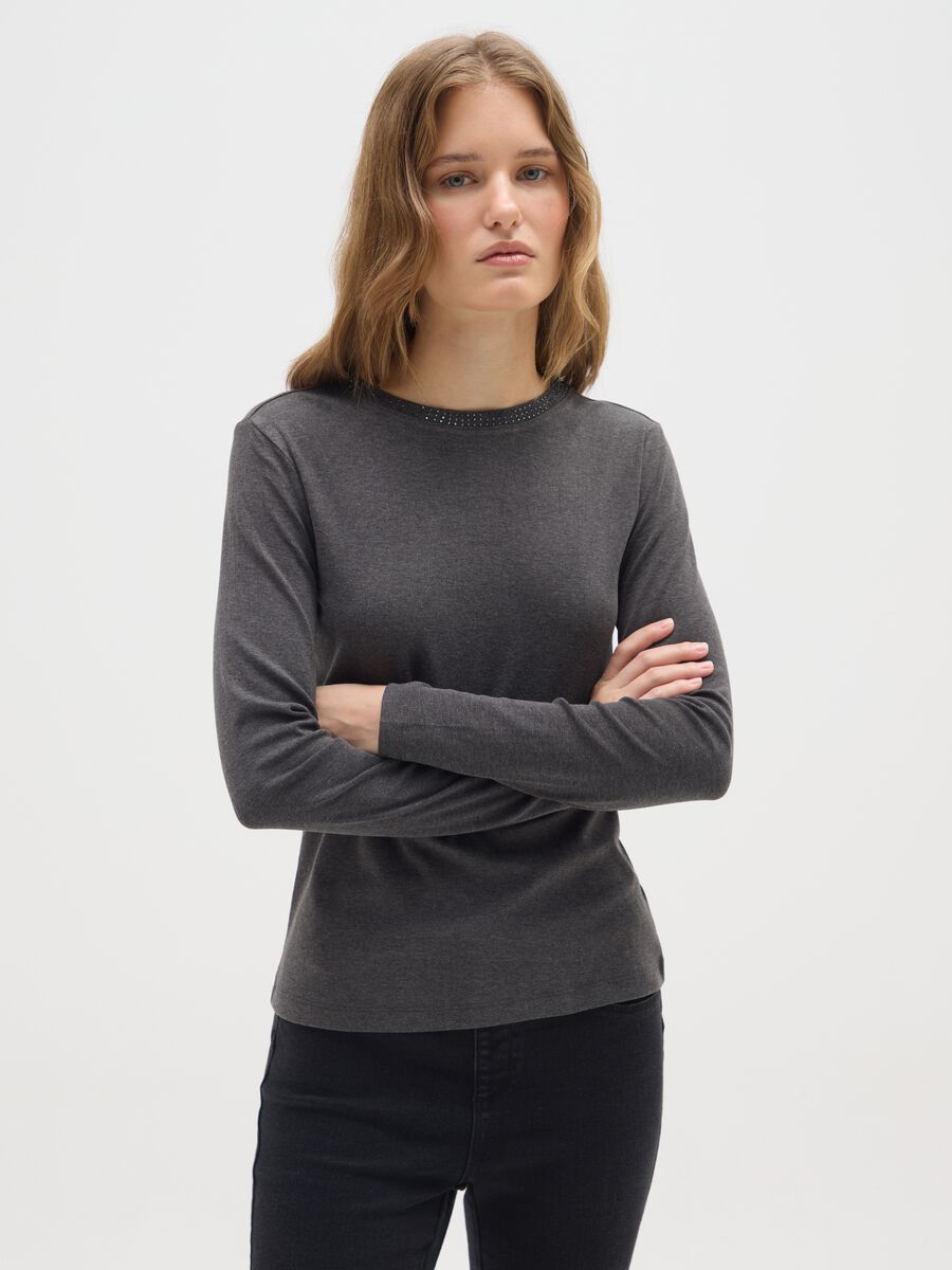 Maglietta in puro cotone grigia regular fit_0